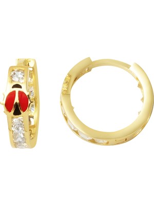 Zeya Kuyumculuk 14 Ayar Altın Taşlı Uğur Böceği Çocuk Küpe