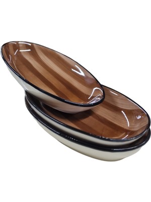 15CM Porselen Mezelik ve Kahvaltılık Sunum Kayık Tabak 3'lü Set