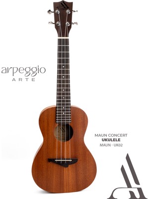 Arpeggio Arte UK02 Maun Kaplama Concert Ukulele – Başlangıç ve Hobi Için – Siyah Kılıf Dahil