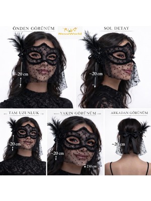 tp Siyah Dantel Tüllü Peçeli Parti Maskesi