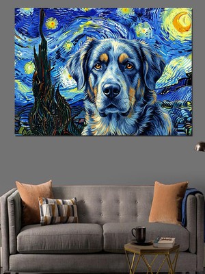 Karizma Tablo Yıldızlı Gece Altında Sadık Dost Dekoratif Kanvas - Mdf Ahşap Tablo