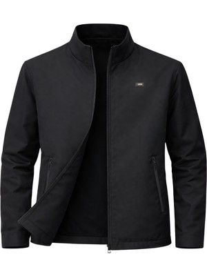 Sivaist Siyah Erkek Polyester Karışımlı Süper İnce Rüzgarlık Su Ve Rüzgar Geçirmez Mevsimlik&Yazlık Mont