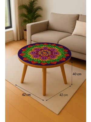 Boyut “morun Büyüsü: Mandala Tasarım Ahşap Sehpa”