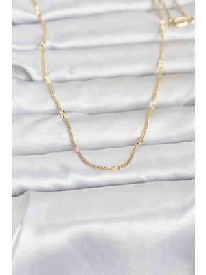 Mercansa cm 14K Gold Renk Lazer Puntalı Model 60 cm Kadın Kolye