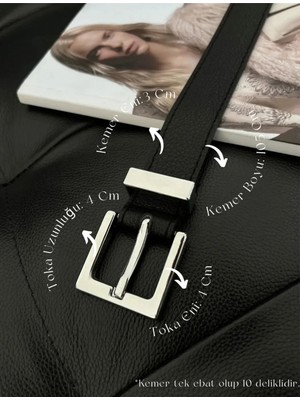 Fiori Kare Tokalı Köprülü Kadın Kemeri, Pantolon Kemeri, Ceket Kemeri, Elbise Kemeri