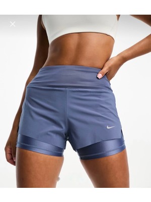 Nike Dri-Fıt Swift Women's Mid-Rise 8cm (Approx.) 2-In-1 Running Shorts Mavi Kadın Şort DX1029-491