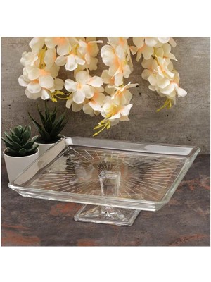 Şık 24 cm Kare Servis Tabağı, Ayaklı, Modern ve Kullanışlı Tasarım
