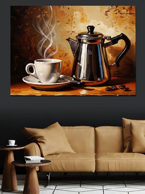 Karizma Tablo Masada Çay ve Gümüş Demlik Dekoratif Kanvas - Mdf Ahşap Tablo