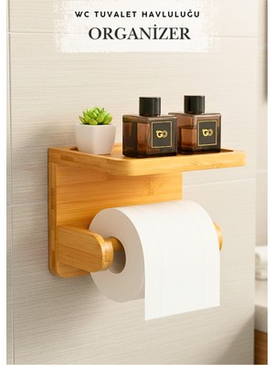 Bambu Çok Amaçlı Tuvalet Kağıdı ve Organizer Tutacağı
