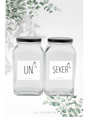 2'li Cam Kavanoz Seti, Un ve Şeker Için 3l Kapasiteli