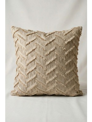 Cortibo Harmony Serisi Püsküllü Kırlent Kılıfı Krem-Bej