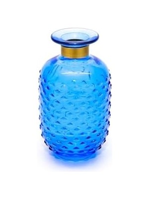 Ecosell Boyunlu Saks Mavisi Cam Vazo (15 Cm)