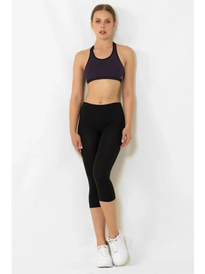 Tusebu Kadın Yüksek Bel Toparlayıcı Spor Kapri Tayt Siyah Esnek Günlük & Fitness