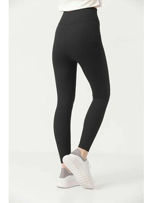 Tusebu Kadın Yüksek Bel Fitilli Tayt – , Esnek Siyah