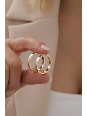 Yavuz Kuyumculuk 14 Ayar Altın Çivi Desen Halka Küpe