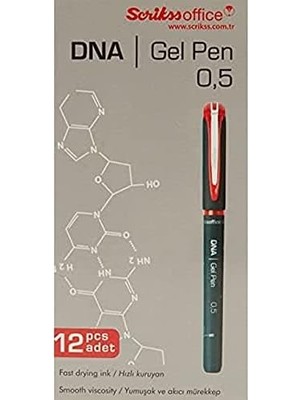Ecosell Dna Jel Tükenmez Kalem 12'li Ambalaj Kırmızı 0.5 mm
