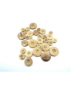 Ecosell Tahta Dikme, 4 Delik Yazı Model, Doğal Ahşap, Zeytin AĞACI,100 Adet 15MM-24L