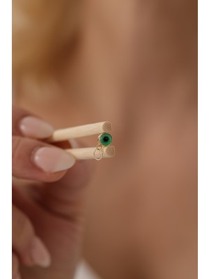 Yavuz Kuyumculuk 14 Ayar Altın Yeşil Göz Boncuk Kolye Ucu