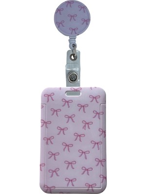 Stormistoretr Pembe Mini Fiyonk Çekmeli Kart Tutucu Koruyucu Yoyo Dikey Kartlık