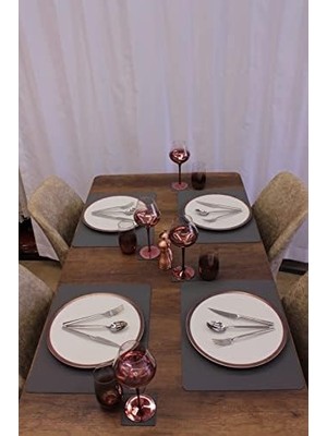 Ecosell Gri Düz Nopeli Deri Amerikan Servis 2 Adet 35X45 cm