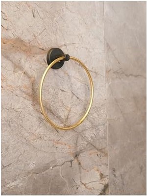 Ecosell Yapışkanlı Yuvarlak Havluluk Havlu Askısı Altın Siyah S-102