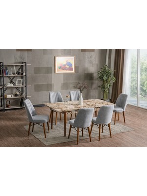 Yonga concept Luna 6 Sandalyeli Mutfak Masa Takımı Gri