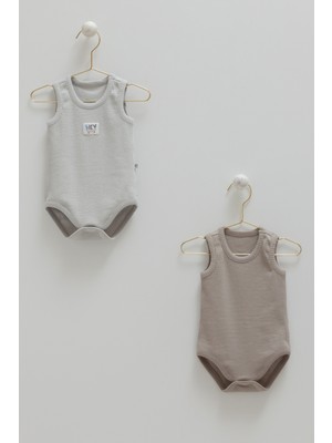 Caramell Basıc Kaşkorse Kolsuz Ikili Body - Gri - 62-68 cm Gri