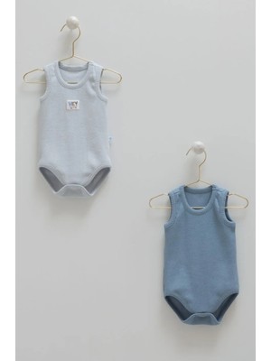 Caramell Basıc Kaşkorse Kolsuz Ikili Body - Mavi - 68-74 cm Mavi