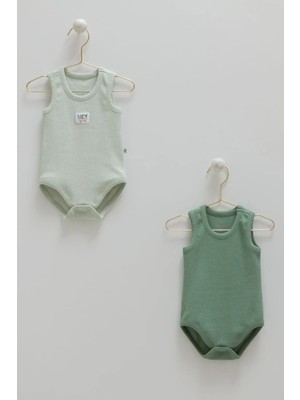 Caramell Basıc Kaşkorse Kolsuz Ikili Body - Yeşil - 68-74 cm Yeşil