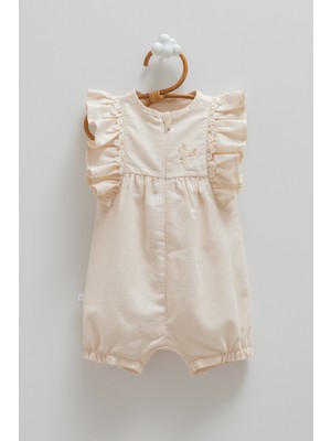 Caramell Mını Lady Kol Fırfırlı Keten Barbatöz - Bej - 62-68 cm Bej