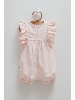 Caramell Mını Lady Kol Fırfırlı Keten Barbatöz - Pembe - 62-68 cm Pembe