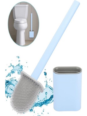 Plentiful Duvara Monte Edilebilir Kapaklı Askılı Klozet Yumuşak Silikon Başlıklı Tuvalet Fırçası Seti