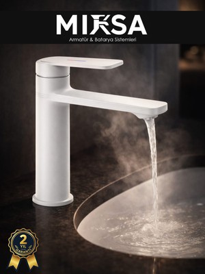 Mixsa Victor Serisi Premium Beyaz Banyo Lavabo Bataryası - Modern Tasarım Lüks Banyo Musluğu