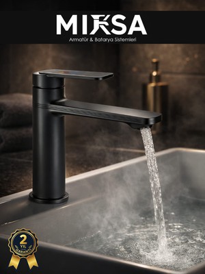 Mixsa Victor Serisi Premium Siyah Banyo Lavabo Bataryası - Modern Tasarım Lüks Banyo Musluğu