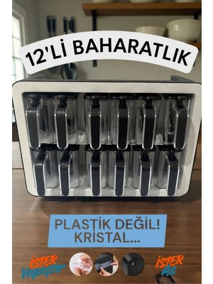 Kristal 12'li Kendinden Yapışkanlı Baharatlık Takımı, Duvara Monte