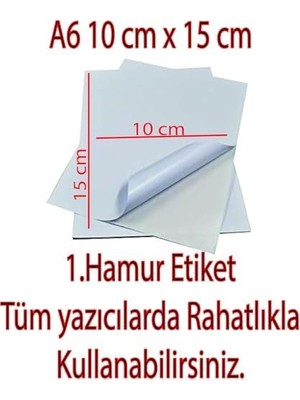 Ecosell ve Laser Uyumlu Güçlü Yapışkanlı 10X15CM A6 Etiket Kağıdı Mat Yüzeyli 120GSM (100 Yaprak)