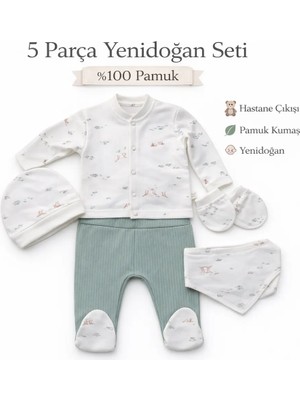 Bubbless Organik Pamuk 5 Parça Yenidoğan Hastane Çıkışı Seti