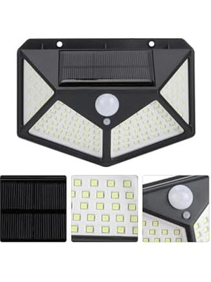 Ecosell LED LED Solar Hareket Sensörlü Dış Ortam Bahçe Aydınlatması, Güneş Enerjili, Su Geçirmez, 100 Ledli, Beyaz Işık, (4 Adet)