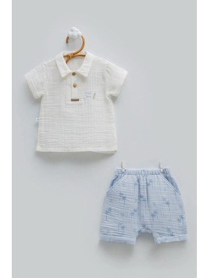 Caramell Free Boy Müslin Alt Üst Takım - Mavi - 68-74 cm Mavi