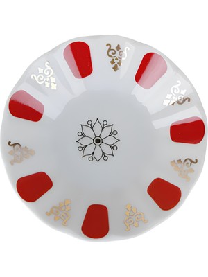 6 Kişilik Porselen Kahve ve Çay Tabağı Seti, Kırmızı Gold