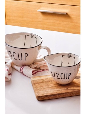 Şık 2'li Porselen Ölçü Bardağı Seti 250/500 ml