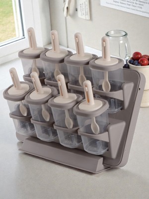 Deyhome Stantlı   Tezgah Üstü Kapaklı Kaşıklı 8’li Baharat Takımı – Yapışkanlı Duvara Monte Edilebilir Tasarım