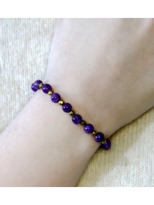 Esha Store Doğal Taş Ametist Hematit Doğal Taş Kadın Doğal Taş Bileklik EUB13AMTH3