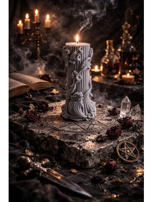 Candle Grey Bloom, Gri Zarafet, Okyanus Kokulu Dekoratif 2 Adet Mum & Kandil