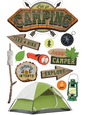 Ecosell Productions STDM-0268E 3D Çıkartma, Kamp (3'lü Paket)