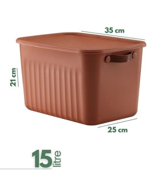 Ecosell 3 Adet Modern Kapaklı Saklama Kutusu Seti -15 Litre – Turuncu -Taşınabilir Kulplu, Dolap Içi Düzenleyici, Çok Amaçlı Organizer Kutu, Oyuncak & Kıyafet Kutusu