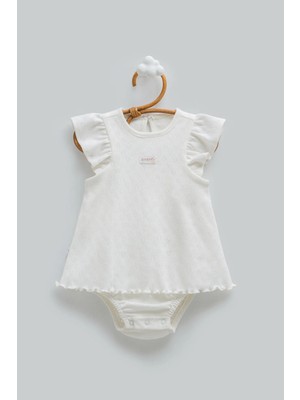 Caramell Hello Gırl Fırfır Detaylı Romper - Ekru - 68-74 cm Ekru