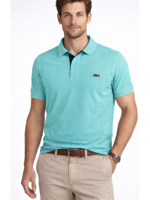 Aura Boutique Moda Erkek Açik Mavikısa Kollu Polo Yaka Basic Tişört – Nakış Logo Detaylı Pamuklu Slim Fit