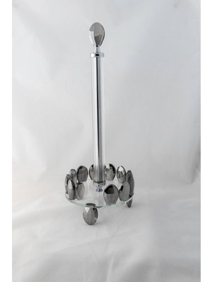 Kristal Taşlı Metal Kağıt Havluluk 35X13 Gümüş Renk, Mutfak ve Banyo Için