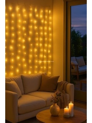 Ecosell Perde LED Işık LED 3m x 3m 300 LED Uzaktan Kumandalı Yüksek Kaliteli Dekoratif Aydınlatma Yatak Odası Balkon Düğün Parti Süsleme Işıkları Beyaz